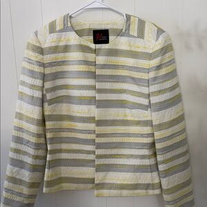 JM Collection Women's Yellow and Gray Striped Blazer